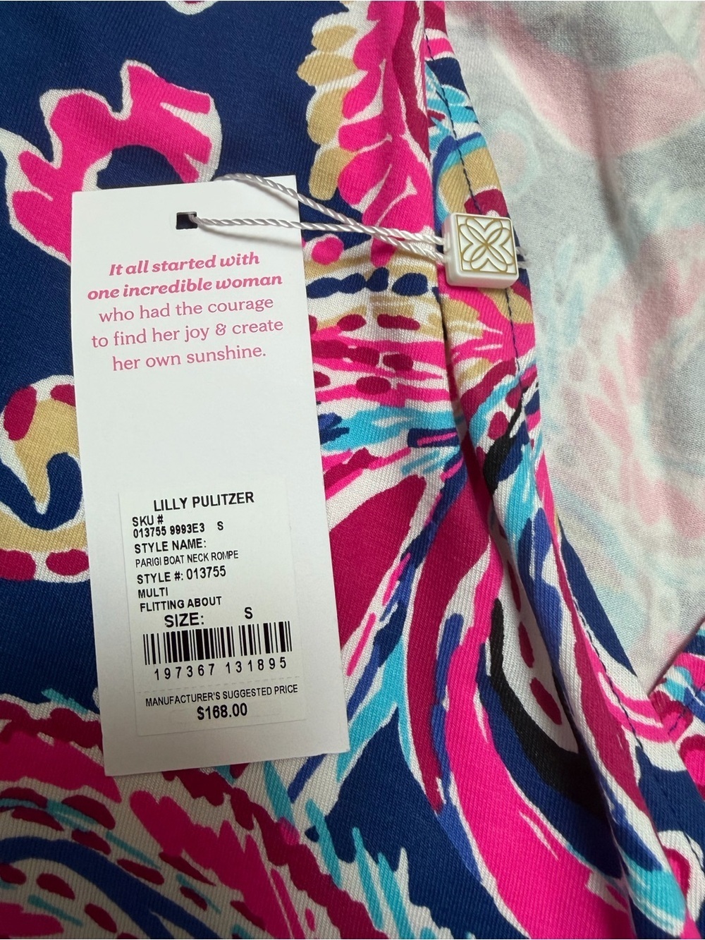 Lilly Pulitzer Parigi Boat Neck Romper in “Multi Flitting About” NWT - Picture 8 of 9